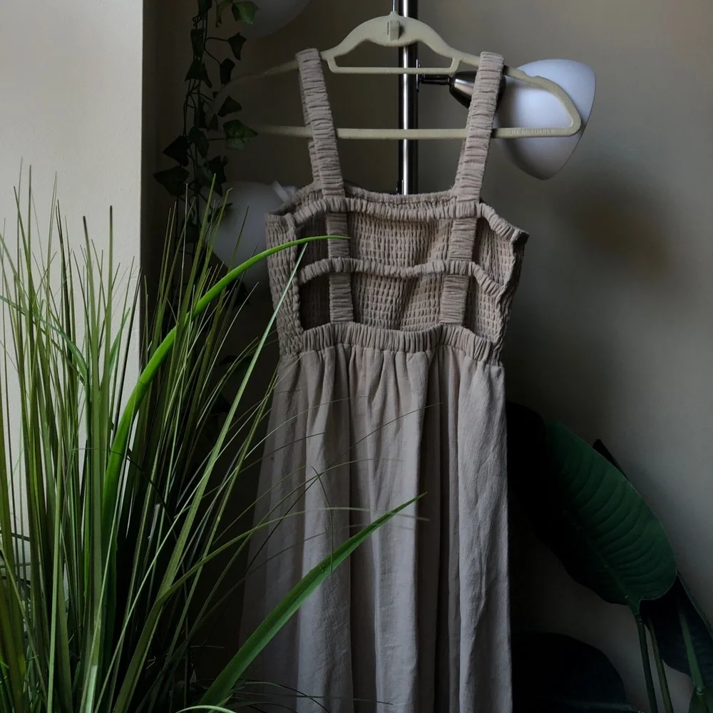 Moon River beige linen blend Maxi dress - Picture 6 of 8